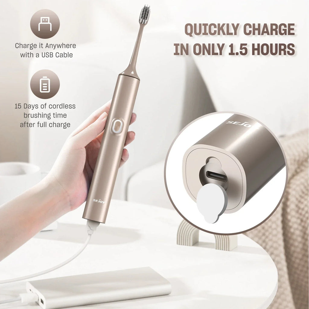 Sonic Electric Toothbrush Rechargeable Power 4 Brush Head 3 Modes Timer